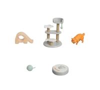 harayaa Model Set Miniature Chat Jouet de Compagnie Accessoire Maison de Poupée Décor Bureau Charmant en Plastique Léger avec Cadre à Grimper Tunnel Figurine