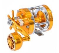 harayaa Moulinet de Pêche Tambour avec Corps Métal Baitcasting Entraînement Fluide Aligné Rapport 42 1 Frein Stable INOX, Doré, Moulinet Tambour À Bras Unique 40 Doré