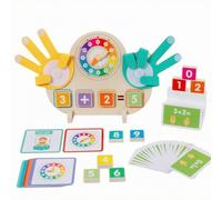 harayaa Planche D'apprentisge Horloge Compte-Doigts Ludique Support D'apprentisge du Calcul l'heure Coloré J Comptage en Bois