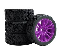 harayaa Pneus pour Véhicule Tout-Terrain Roue de Radiocommandé Pneu de Prêt Poser avec Bordure Motif Profond Offrant Adhérence Difficile Adapté Véhicules Réduits Simulation, Violet, A