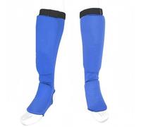 harayaa Protège Tibia et Cou-de-Pied de Karaté Protège Tibias Protège Pieds Garde Jambe Coquille Rembourrée en Mousse EVA Liaison Continue Tibia Pied, Bleu, S