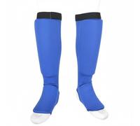 harayaa Protège Tibia et Cou-de-Pied de Karaté Protège Tibias Protège Pieds Garde Jambe Coquille Rembourrée en Mousse EVA Liaison Continue Tibia Pied, Bleu, L