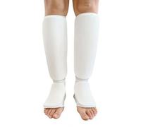 harayaa Protège-Tibias Arts Martiaux Protège-Jambe Protège-Pied Manchon Souple Tricot Élastique Lisse et Ergonomique avec Mousse EVA Protectrice Adapté à, Array, Blanc, L