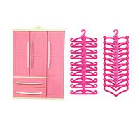 harayaa Ravissant Ensemble de Décoration pour Maison de Poupée, Comprenant 20 Cintres, Un Meuble de Rangement et Une Armoire.