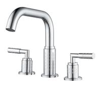 harayaa Robinet de Lavabo Salle de Bain Mitigeur Trois Trous Double Commande Chaud Froid Bec Pivotant Aérateur Intégré Corps Métal Convient au Lavabo, Argent