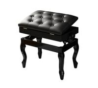 harayaa Siège Réglable Banc Tabouret Siège Clavier en Bois Massif avec Pieds Courbés et Coussin en Cuir pour Confort Prolongé Adapté aux Cours Pratique, Noir, Style to 1