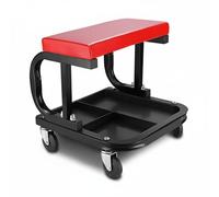 harayaa Siège Roulant Mécanicien Tabouret Atelier Chaise Atelier Siège Garage avec roulettes Assise Confort PU Structure Solide Plateau Bas pour Pièces Adapté, Tabouret D Atelier Simple, sans Tiroir