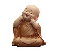 harayaa Statue Moine Bouddha Sculpture Résine Décoration Figurine Moine Bébé Ornement Créatif Adapté à la Décoration Intérieure Bureau Table Salon Méditation, Sourire