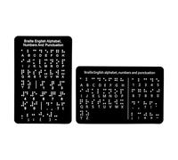 harayaa Tableau Alphabétique Braille pour L'apprentissage Du Braille, Compact, En Aluminium, Léger, Aide Pédagogique avec Points En Relief pour Débutants, Noir 2 Pièces