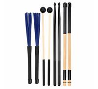 harayaa Tambour Maillet Brosse Balais Maillets Set Complet pour Exploration Sonore en TPE Bois Métal Nylon Prises Texturées et Têtes Rondes Adapté aux Élèves Salles de Répétition Live