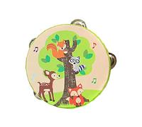 harayaa Tambourin En Bois à Main, Instrument de Musique Rythmique, Jouet éducatif, Double Rangée, Tambourin pour Jeux, Enfants, Tout-petits, Garçons et Filles, Renard, 15cm