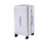 harayaa Valise à roulettes Valise Trolley Bagage Rigide Cabine avec Coque Pc Trois Couches Anti-Rayures Roues Universelles Silencieuses Support Téléphone, Blanc-Violet, 28 Pouces
