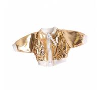 harayaa Veste pour Poupée Ob11 Veste Manteau Blouson Pardessus en Tissu Effet avec Fermeture Éclair et Ourlets Côtelés Adaptée aux Poupées BJD 1/12 Mini, Jaune