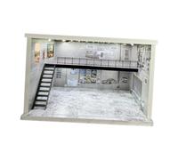 harayaa Vitrine pour Voitures Moulées sous Pression à L'échelle 1/64, 1/36 et 1/32 avec Double Couche Lumineuse pour Diorama, Escalier Gauche Gris