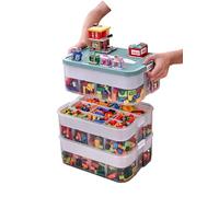 Harazaqa Boite Rangement Plastique Couvercle Lego Caisse Jouet Enfant 3 Couches Empilable Boîte Compartiment Transparente Jeux Bloc de Construction Magnetique Puzzle Box Exterieur Intérieurs Etanche