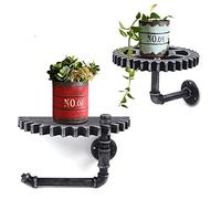 HarBin-Star 2 Pièces Étagères Flottantes Rétro Industriel en Fer Tuyau d'eau Design Étagère Murale Vintage Industrielle Étagère Murale Industrielle Style Industriel Tuyau d'eau Étagère Flottante pour