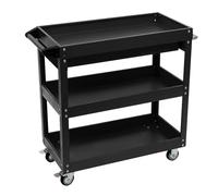 HarBin-Star - Chariot d'atelier avec 3 surfaces de chargement, charge maximale : 150 kg, pour tous les environnements, 76,3 x 35,3 x 83,5 cm (noir)