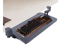 HarBin-Star Étagère pour clavier extensible sous le bureau avec pince en C - Support de clavier coulissant stable - 52 x 25 cm - Tiroir d'ordinateur - Pas de vis dans le bureau
