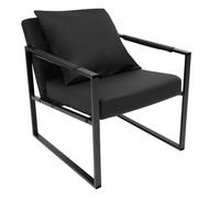 HarBin-Star Fauteuil avec accoudoirs et oreiller, fauteuil lounge, fauteuil rembourré, fauteuil TV, cadre stable, charge maximale : 130 kg, fauteuil pour salon, chambre à coucher (noir)