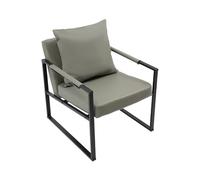 HarBin-Star Fauteuil avec accoudoirs et oreiller, fauteuil lounge, fauteuil rembourré, fauteuil TV, cadre stable, charge maximale : 130 kg, fauteuil pour salon, chambre à coucher (gris)