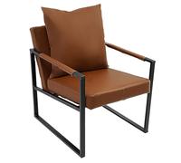 HarBin-Star - Fauteuil avec accoudoirs et oreiller, fauteuil lounge, fauteuil rembourré, fauteuil TV, cadre stable, charge maximale : 130 kg, fauteuil pour salon, chambre à coucher (marron)