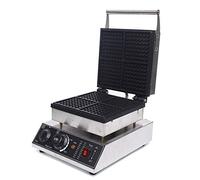 HarBin-Star Gaufrier double 1750 W, 4 gaufres carrées, pour température réglable, revêtement anti-adhésif, acier inoxydable