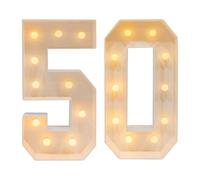 HarBin-Star - Lampe LED numérotée de 100 cm - Décoration chaude - Chiffres lumineux - Veilleuse pour anniversaire, fête, mariage et vitrine (chiffres blancs 50)