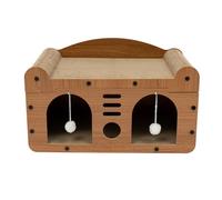 HarBin-Star Planche à griffer pour chat, 2 couches, en carton griffoir, niche et balle de jeu, tapis à griffer pour l'intérieur et l'extérieur, marron, grand (56 x 30 x 30 cm)