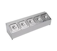 HarBin-Star - Récipient à pizza avec couvercle, récipient en acier inoxydable pour gastronomie et cuisine, 5 récipients, capacité par récipient de 2 l, passe au lave-vaisselle, 86 x 22,5 x 22 cm