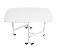 HarBin-Star - Table à manger pliante avec roues universelles, bords ronds, table multifonction pliable, pour salle à manger, cuisine, jardins, balcons, 120 x 80 x 75 cm (blanc)