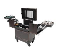 HarBin-Star Valise cosmétique à roulettes, multifonction, avec miroir et roulettes, verrouillable, grande mallette de maquillage, pour maquilleurs, coiffeurs, techniciens des ongles et esthéticiennes,