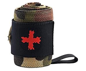 Harbinger 18" Red Line Bandes de Poignet- La Grade de compétition élastique stabilise Les Poignets, avec Fermeture réglable pour des changements Rapides, idéale pour Les levées,Camo