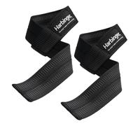 Harbinger Big Grip Lifting Straps - Sangles de Levage en Nylon Renforcé de Caoutchouc, Longueur Étendue, Couture Durable, Boutons Merrowés, Entièrement Ajustables, Unisexe, Noir