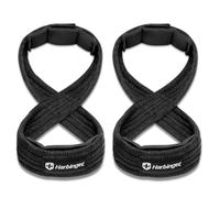 Harbinger Figure 8 Lifting Straps Figure 8 Sangles de levage- Réduit la fatigue de la prise, conçu pour un montage rapide et facile, idéal pour les soulevés de terre et les tractions,S/M,Noir
