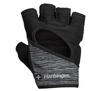 Harbinger Flexfit Gants d'haltérophilie en Cuir pour Femme, Laver et sécher avec Dos en Maille Extensible ventilé, Noir/Gris chiné, Taille