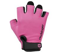 Harbinger Gants de Musculation Power 2.0 - Paume en Cuir Rembourrée, Doigts Mi-Longs, Ajustement Respirant, Sangle de Poignet - Protection Grip & Callosités pour Entraînement - Unisexe, Rose, X-Small