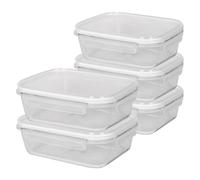 Harbour Housewares 1.5 Litre Récipients de Stockage d'Aliments en Verre avec Couvercles - Clair/Blanc - 5X Grand Réutilisable Hermétique Préparation des Repas Boîte à Déjeuner Emporter Céréale Set