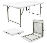 Harbour Housewares 1x Blanc 120cm (4ft) Hauteur Réglable Table à Tréteaux Pliante en Plastique - À Toute épreuve Pliable Extérieur Jardin Tavoli de Campeggio