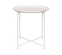 Harbour Housewares 1x Blanc Mat Rond Table à Plateau en Acier - Petit Portable Pliant TV Dîner Salon Lit Côté Canapé Tables avec Rester Jambes