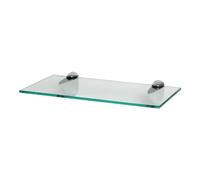 Harbour Housewares 1x Clair 40cm Étagère Murale en Verre Flottant - Salle de Bain Douche Cuisine Rayonnage Stockage Unité d'Affichage avec Supports Argentés