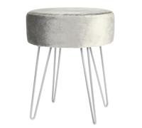 Harbour Housewares 1x Gris/Argent H40 x D35cm Rond Repose-Pieds en Velours - Petit Salon Mettre la Table Tabouret Ottoman Pouf Chaise Siège