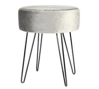 Harbour Housewares 1x Gris/Noir H40 x D35cm Rond Repose-Pieds en Velours - Petit Salon Mettre la Table Tabouret Ottoman Pouf Chaise Siège