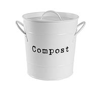 Harbour Housewares 1x Poubelle à Compost de Cuisine d'intérieur Blanche - Seau de Stockage de déchets Alimentaires en Acier de Style Vintage - Doublure de Poubelle Amovible intérieure