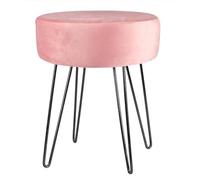 Harbour Housewares 1x Rose/Noir H40 x D35cm Rond Repose-Pieds en Velours - Petit Salon Mettre la Table Tabouret Ottoman Pouf Chaise Siège
