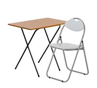 Harbour Housewares 2 pièces Pliant Bureau et Chaise Set - Small Office Moderne de la Station de Travail pour l'étude de PC Portable - Top en Bois - Marron/Blanc