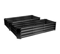 Harbour Housewares 2X Anthracite 180cm x 90cm Rectangle Acier Galvanisé Lits de Jardin Surélevés - Grand Extérieur Légume Grandir Planteur Creux Boîte