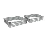 Harbour Housewares 2X Argent 120cm x 120cm Carrée Acier Galvanisé Lits de Jardin Surélevés - Grand Extérieur Légume Fleur Grandir Planteur Creux Boîte