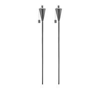 Harbour Housewares 2X Argent 146cm Métal Cône Jardin Torches de Feu - Haut Extérieur Citronelle Paraffine Brûleur à Mazout Tiki Pieu Lanterne Lumières