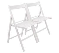 Harbour Housewares 2X Blanc Bois de Hêtre Chaise Pliantes - Pliable Intérieur Maison Bureau Bureau d'Ordinateur Cuisine Table à Manger Siège en Bois Set