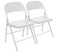 Harbour Housewares 2X Blanc Mat Chaise Pliante en Métals - Poids Léger Portable Intérieur Extérieur Cuisine Bureau Jardin À Manger Ensemble de Chaises